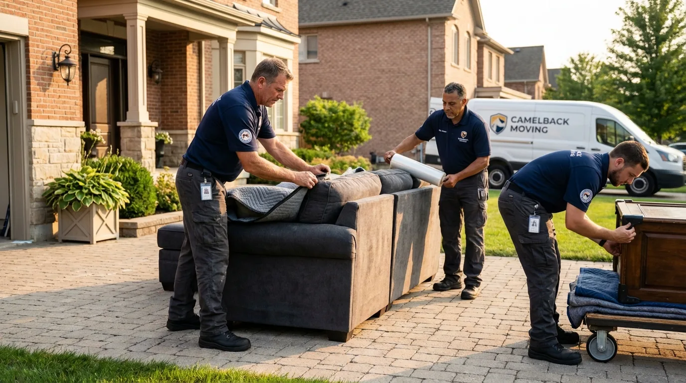 Large estate moving crew wrapping furniture in Waldron, AR